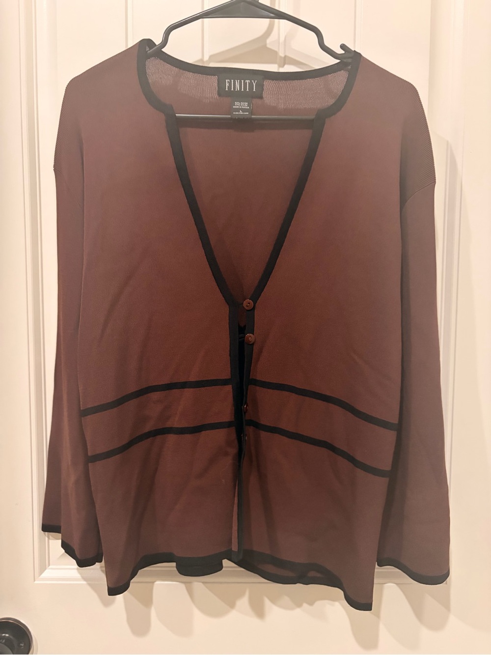 Finity Men's Brown Cardigan with Black Trim